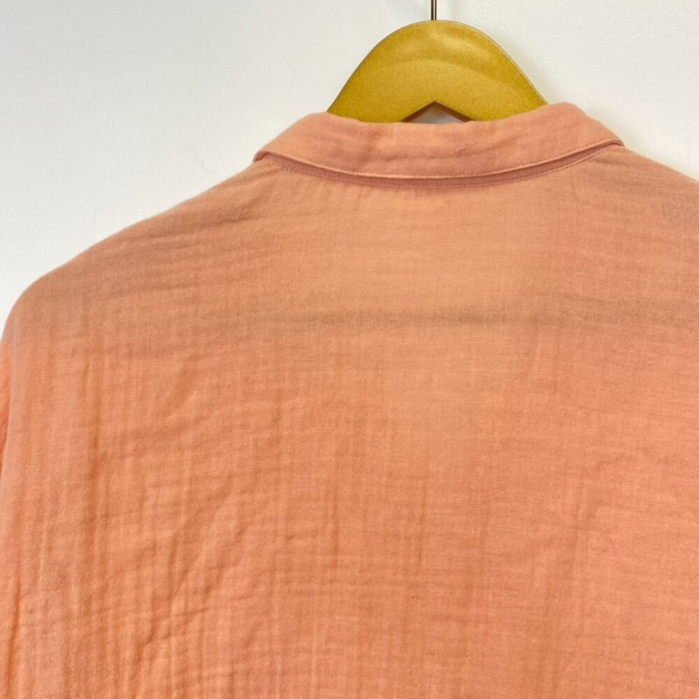 Eileen Fisher Organic Cotton Peach Gauze Button Down Top - Picture 11 of 12